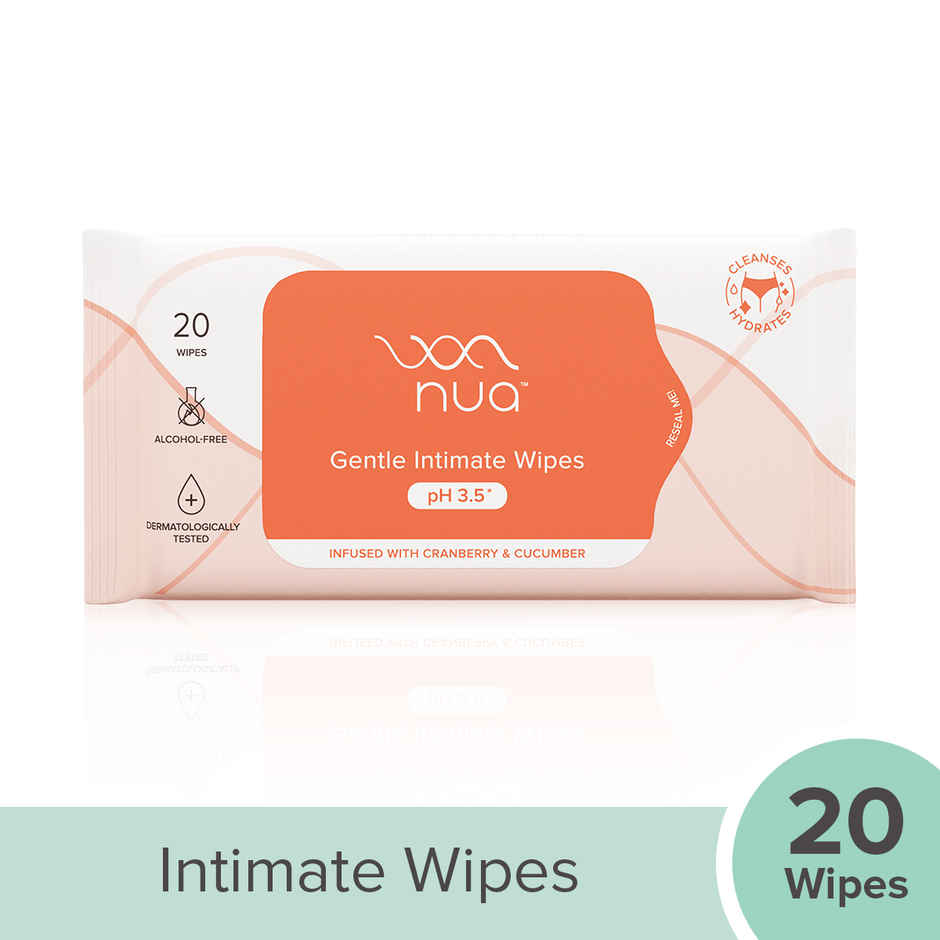 Nua Intimate Wipes for Gentle, pH-Balanced Cleansing | 20 Pulls Per Pack