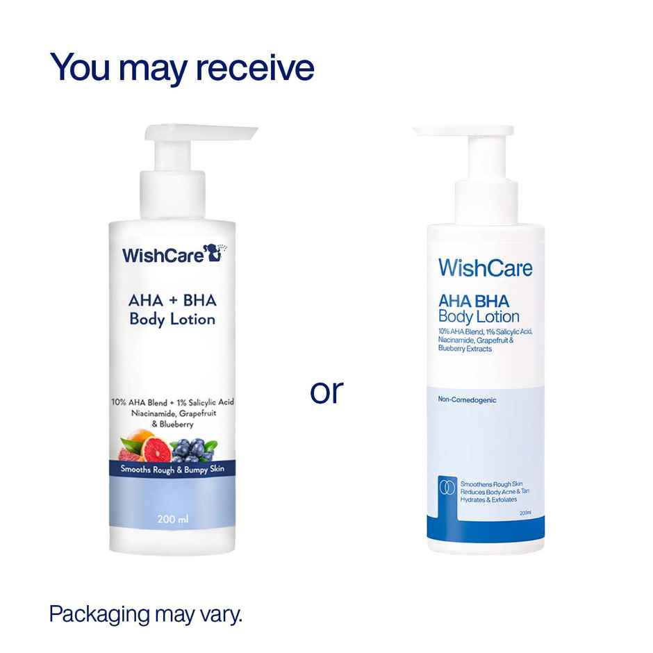 WishCare 10% AHA + 1% BHA Body Lotion | Smooths Rough & Bumpy Skin | With Grapefruit & Blueberry