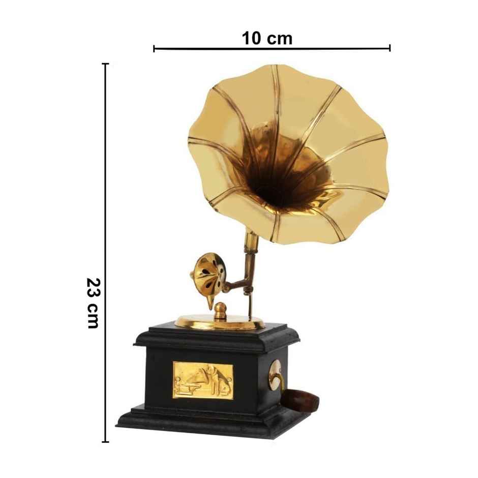 Casacraft by Pepperfry Brown & Gold Handmade Vintage Dummy Gramophone Showpiece