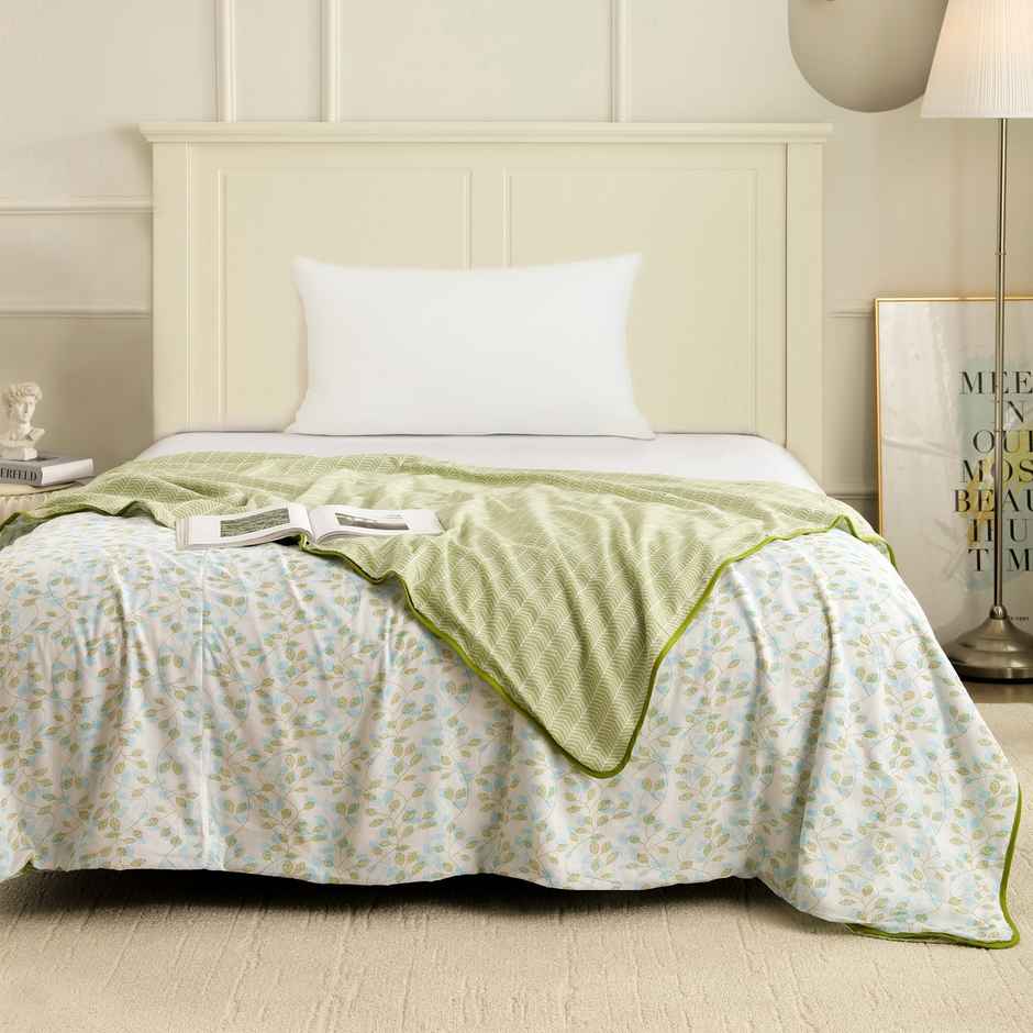 Story@home Printed Single Dohar/Duvet Cover (Cotton, Green) (220x144x2 cms)