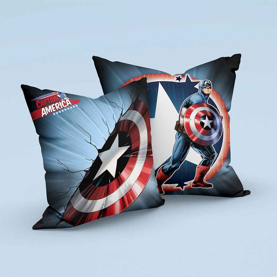 Sassoon Marvel Captain America Reversible Printed Cushion Cover | Blue