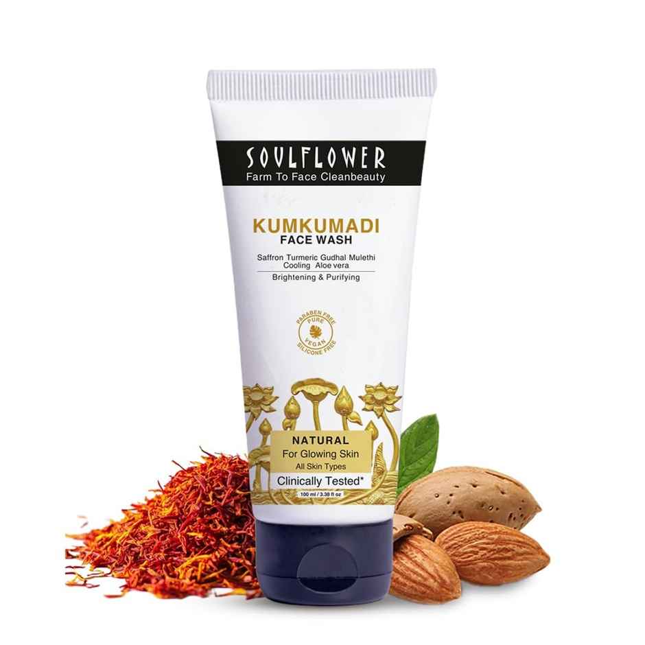 Soulflower Kumkumadi Face Wash With Saffron, Turmeric & Aloe Vera