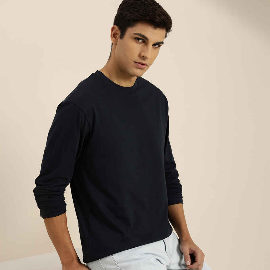 Dillinger Men's T-shirt Long Sleeve Oversized | DMOVFS067NVY | Navy - L