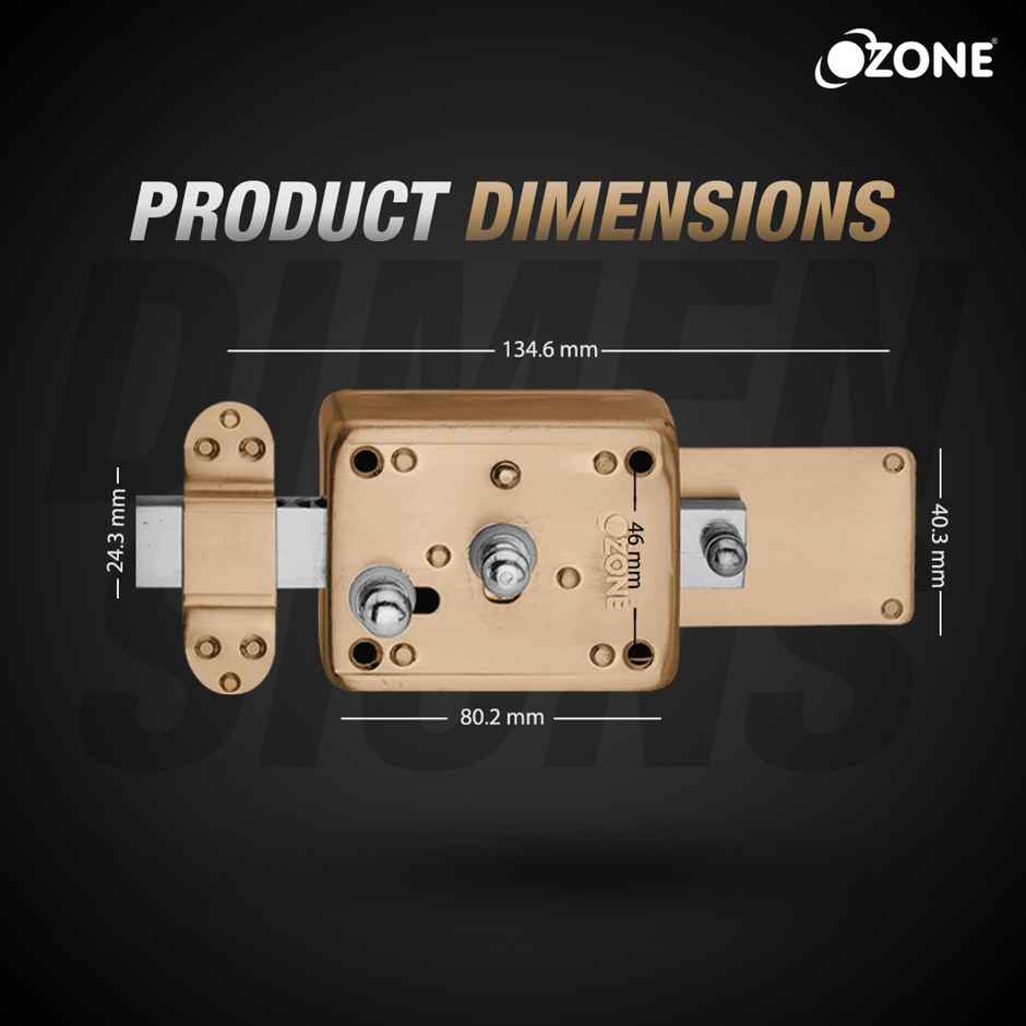 Ozone Night Latch With High-Strength Deadbolt | Door Thickness 40 MM (Antique Brass Finish)