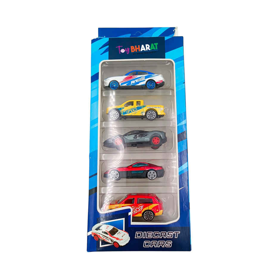 Toybharat Free Wheel Metal Car Set 5 Pc | Multicolour | Travel Toys | Birthday Gift | Assorted