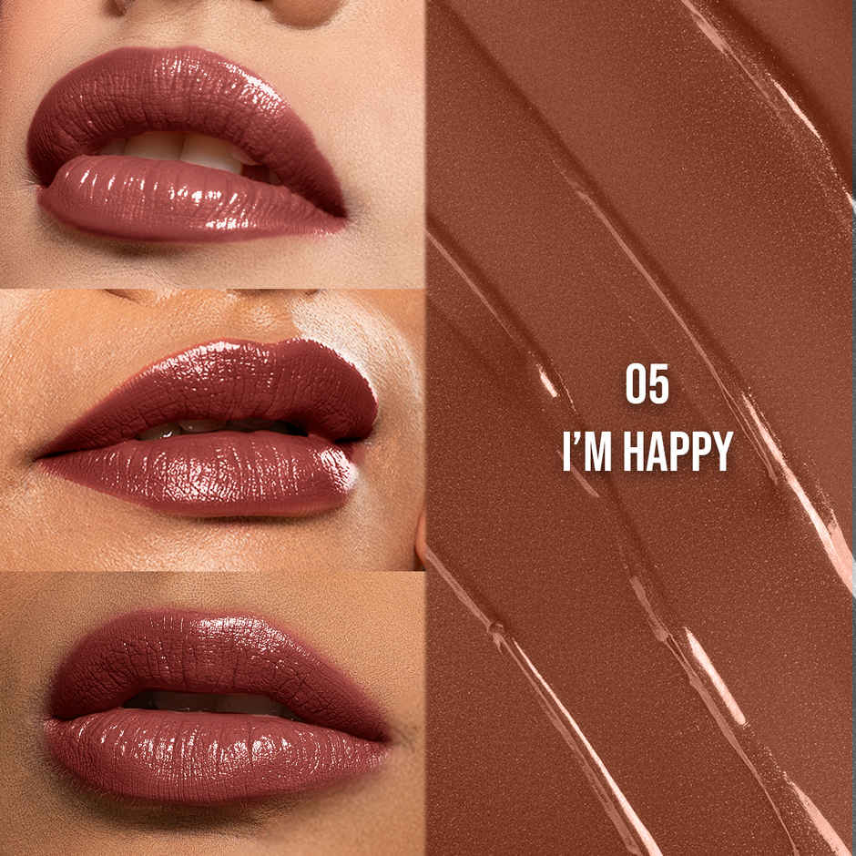 Staze Gloss Lock 2-in-1 Liquid Lipstick + Clear Gloss | Transferproof  | 05 Im Happy | 7g