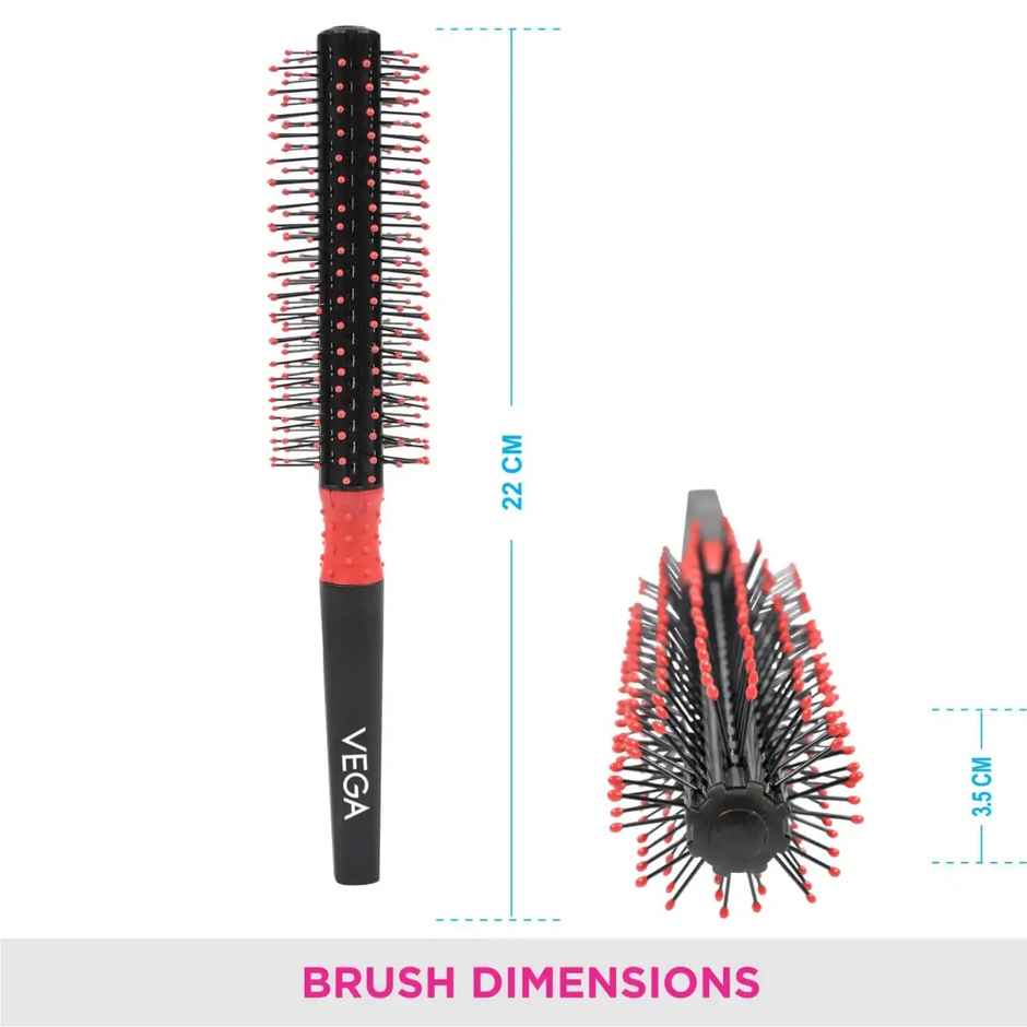 VEGA Round Hair Brush For Adding Curls | Volume & Waves In Hair|Unisex Color May Vary (R2-Rbb)