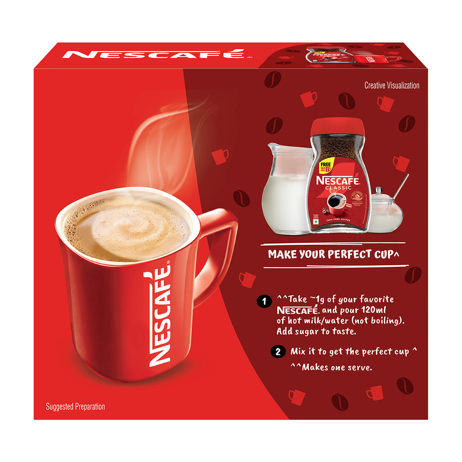 Nescafe Classic Instant Coffee Powder | Free Frosty Cafe Glass or Red Mug