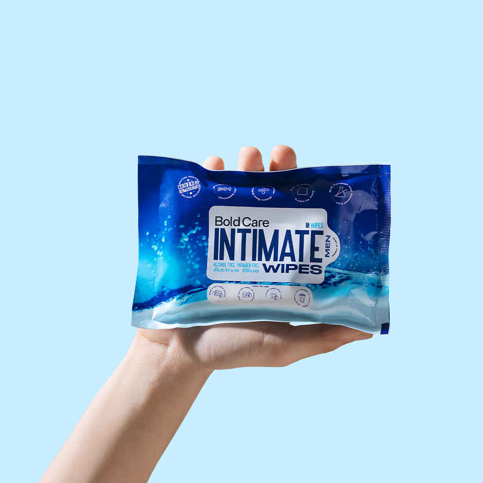 Bold Care Active Blue Intimate Cleansing Wipes For Men