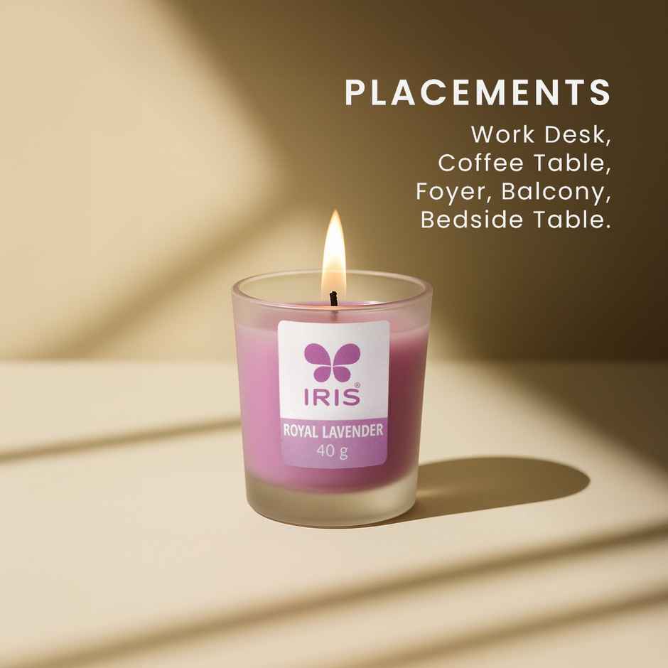 IRIS Royal Lavender Frosted Shot Glass Scented Candle 8 Hours Burn Time | Home Decor