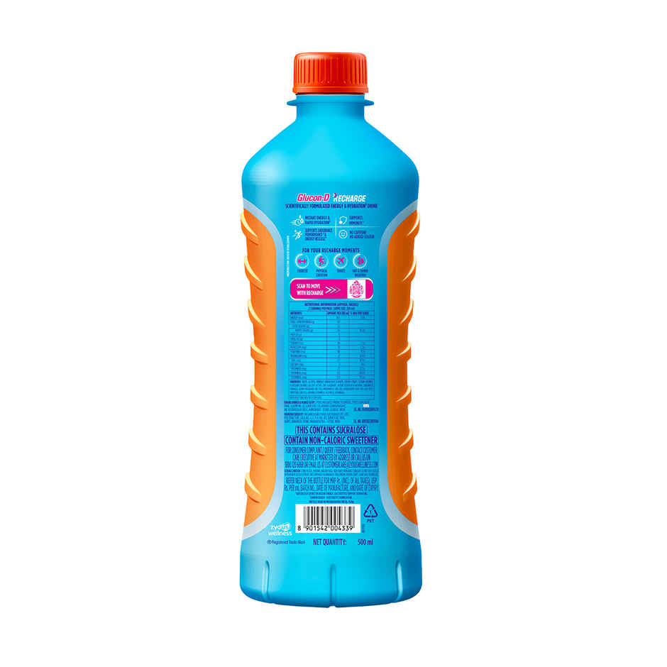 Glucon-D Recharge | No Added Sugar, Orange, Hydration & Energy Drink