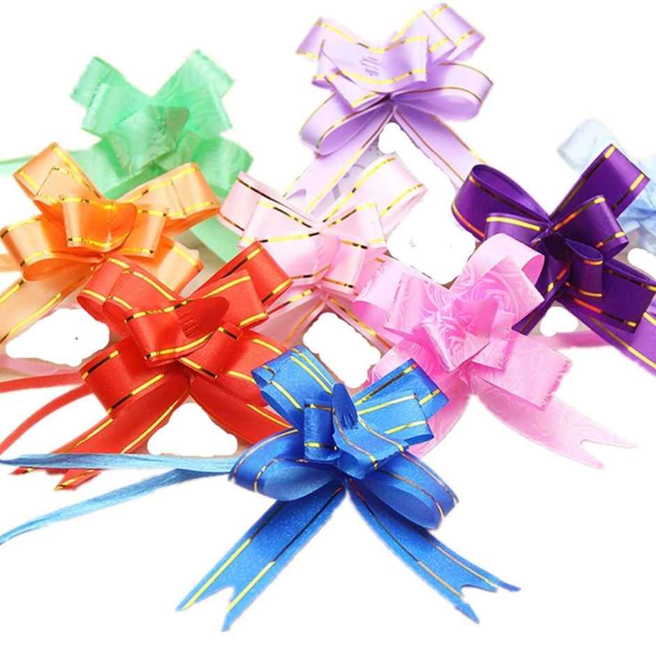 Ribbon Bows - 12 mm - Color May Vary (Pack Of Single Color)