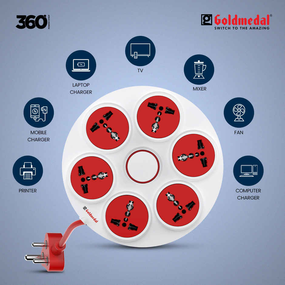 Goldmedal 360 Degree Extension Board | 2m Extension Cord
