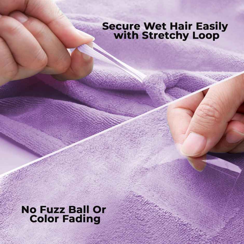 Story@Home Microfiber 400 2 U Hair Towel Purple Solid