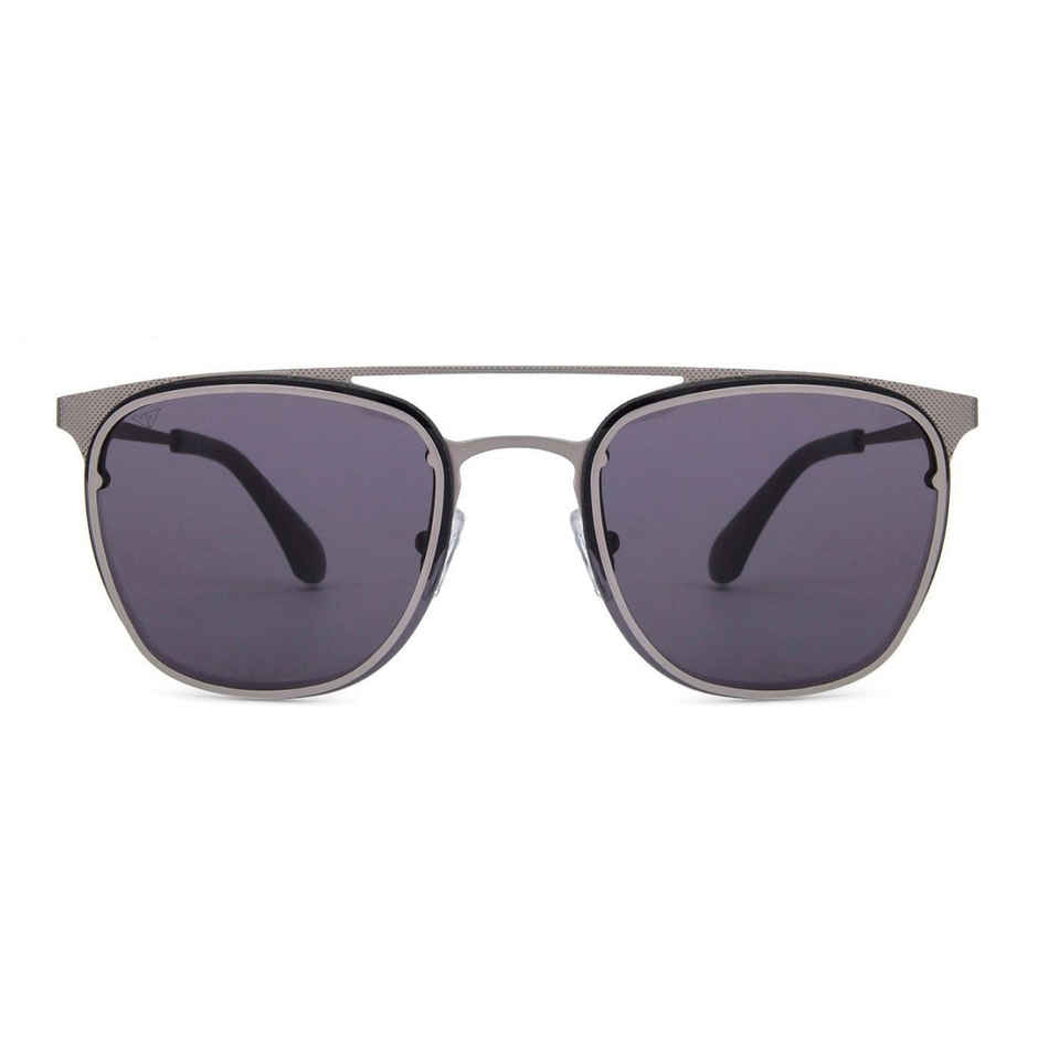 Vincent Chase By Lenskart Unisex Solid Stainless Steel Clubmaster Sunglasses | Dark Grey - M