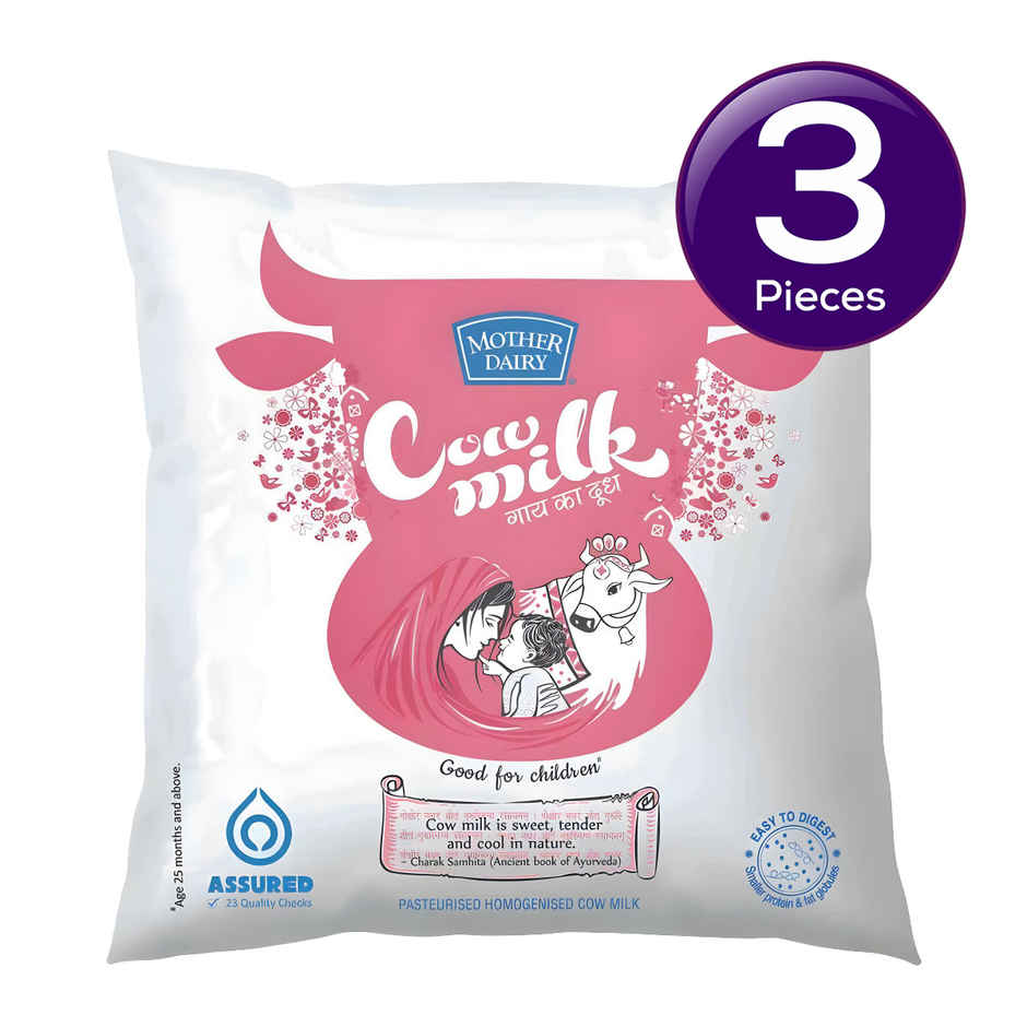 Mother Dairy Fresh Cow Milk (Pouch) Combo