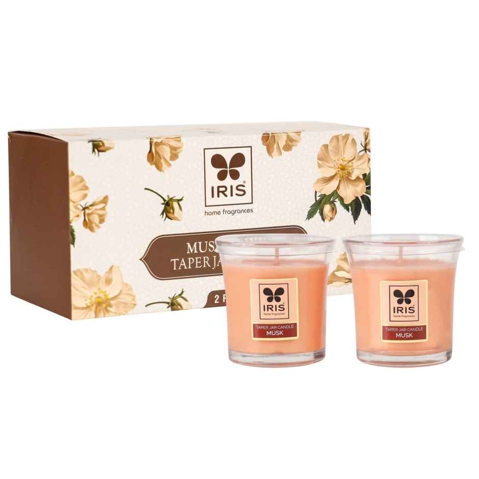 Elixr Taper Jar Candles | Musk | Pack of 2 | Aroma Candles | IRIS