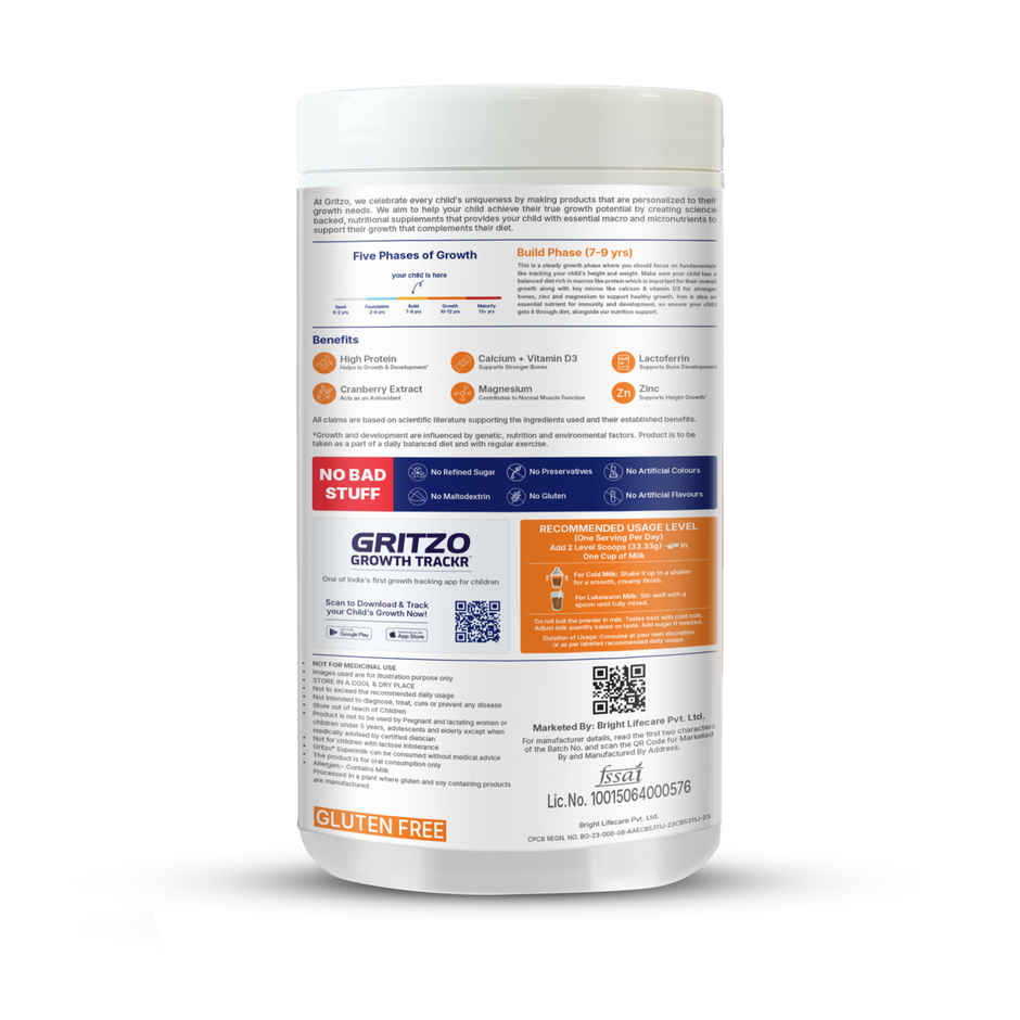 Gritzo Supermilk Growth+ (Formerly Height+) (7-9 Years Girls) | Double Chocolate