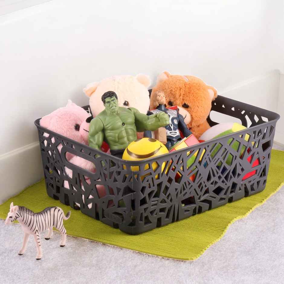 Rectangular Plastic Storage Basket | Grey