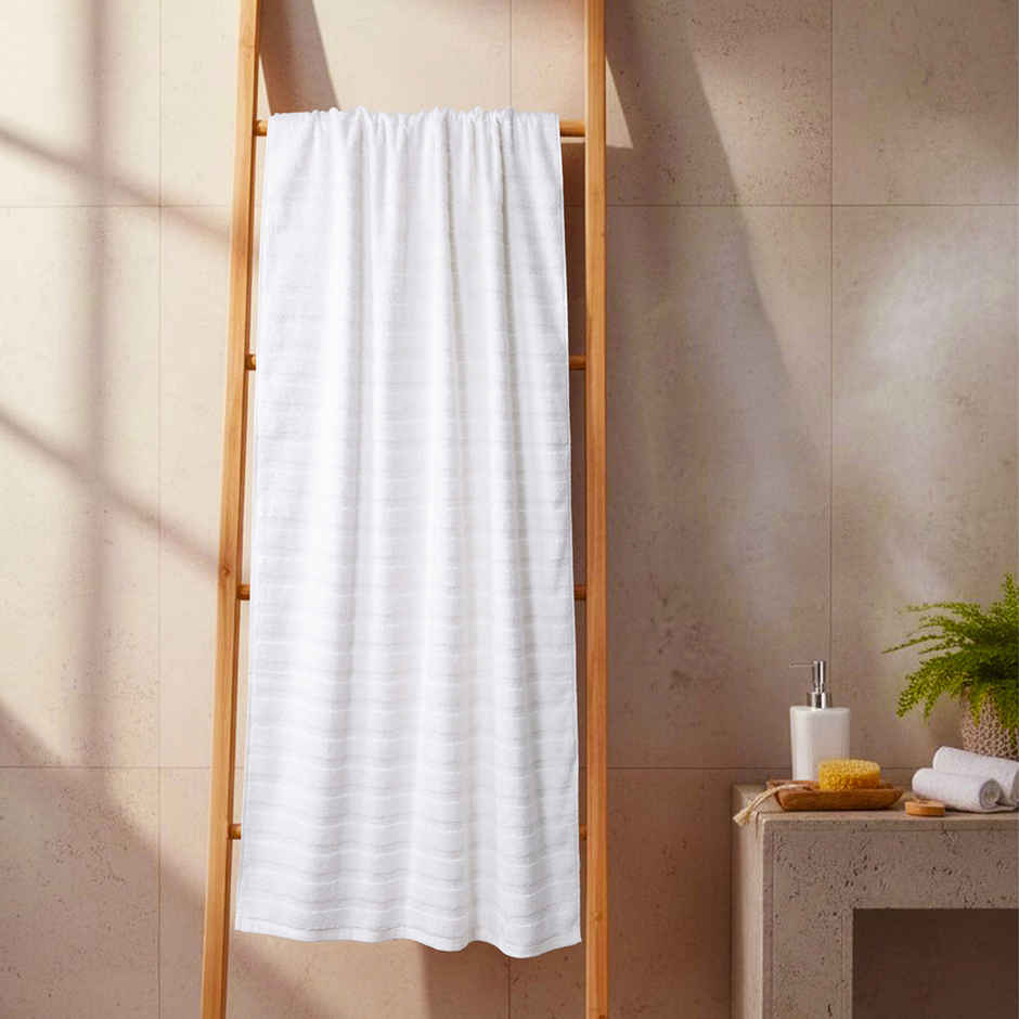 Mytrident Quick Dry Cotton Bath Towel | 28 x 56 in | White