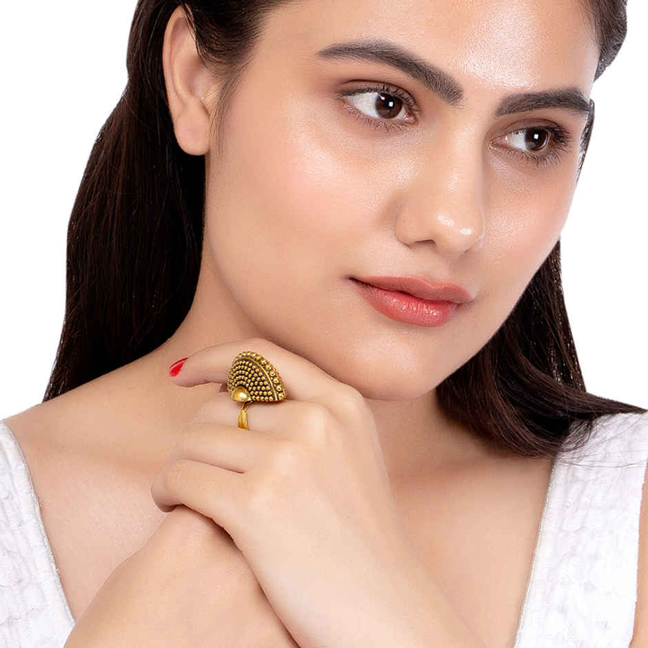 Voylla Rava Ball Oxidized Statement Ring