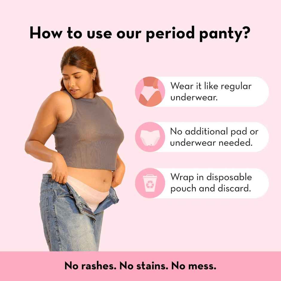 Plush Comfort High Waist L-XL Period Panty Pack of 5 | Disposable