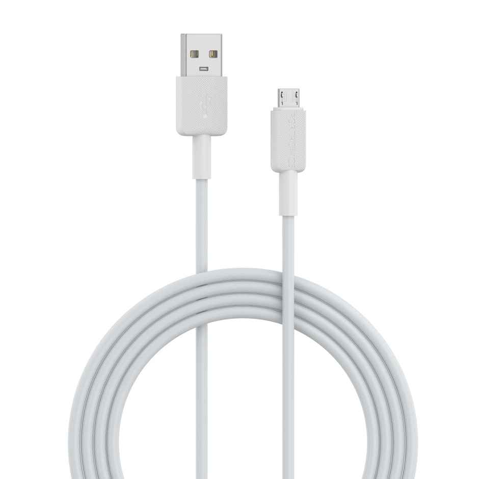 Portronics Konnect Link Micro USB Fast Charging Cable with 3.0A Output, 480Mbps, 1M (White)
