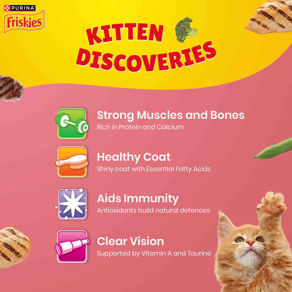 Purina Friskies Kitten Discoveries Baby Cat Food Tuna Chicken Milk Vegetables & Whole Grain Flavours