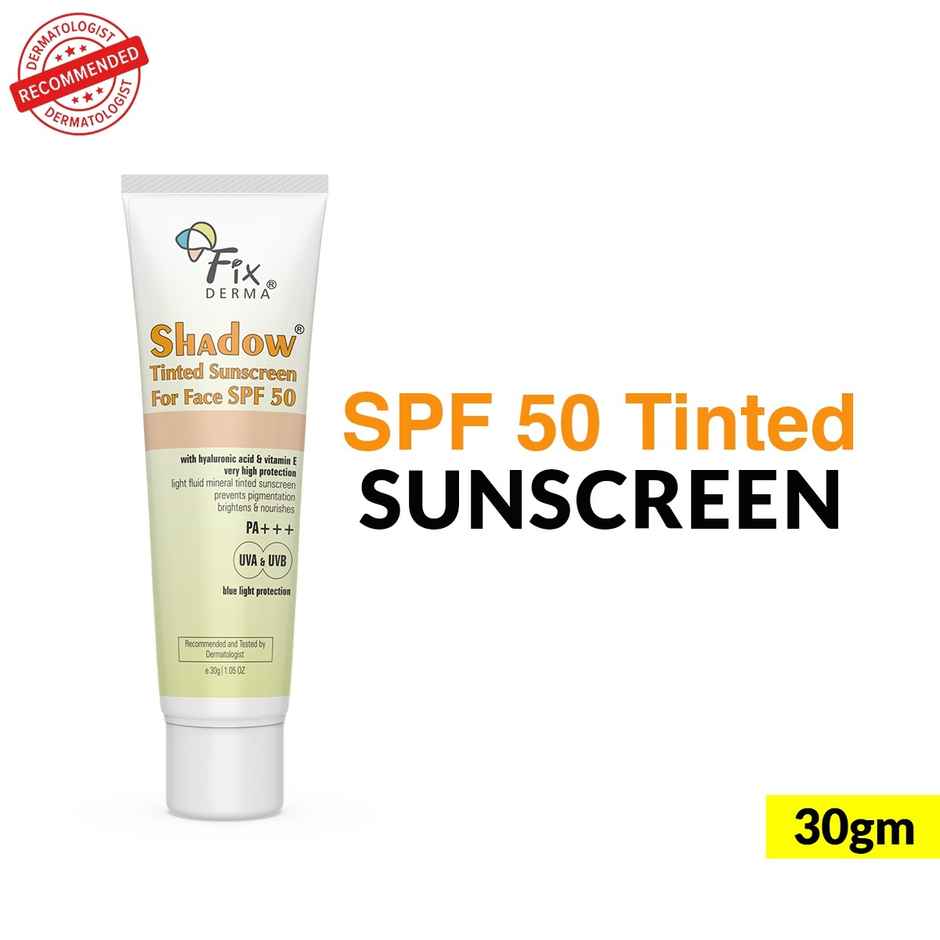 Fixderma Shadow Tinted Sunscreen Spf 50 Pa+++ Sunscreen With Vitamin E Uva & Uvb Protection