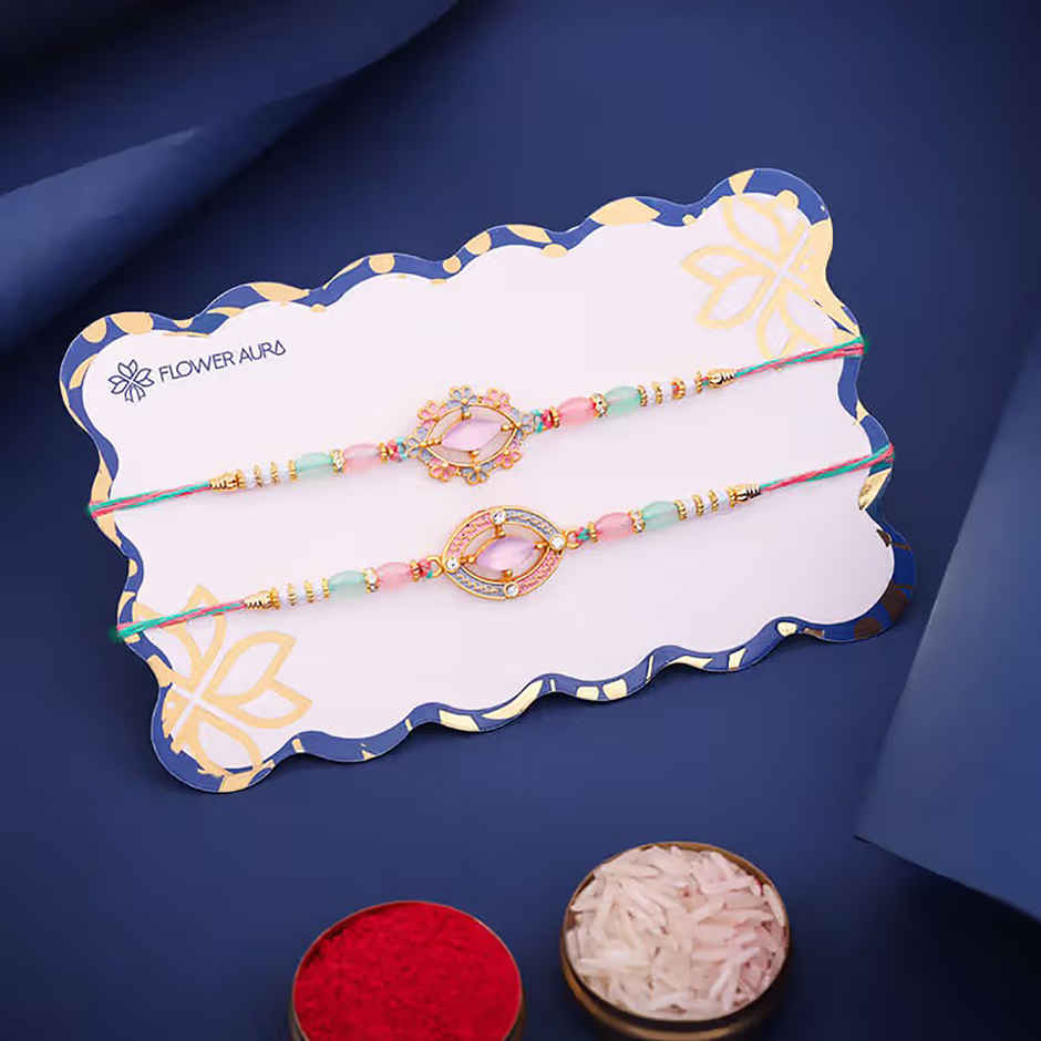 Stone Pastel Elegance Rakhi Duo (Floweraura)
