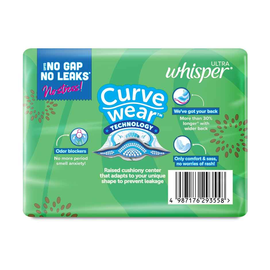 Whisper Ultra Upto No Gap No Leaks Sanitary Pads,  15 XL+ Pads  (Based on P&G Technical Data)