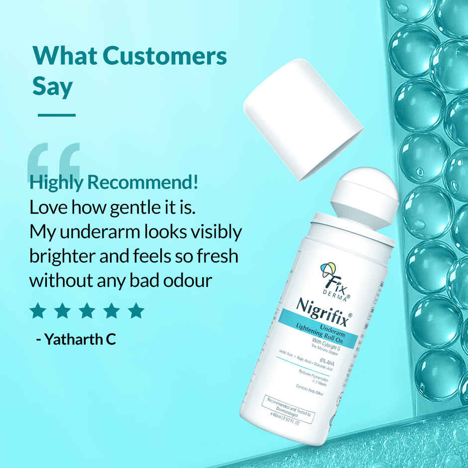 Fixderma Nigrifix 6% AHA Unisex Underarm Lightening Roll On |Reduces Pigmentation & Odour