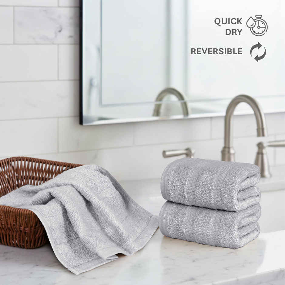 Mytrident Quick Dry Cotton Face Towel Set | 13 x 13 in | Charcoal Grey