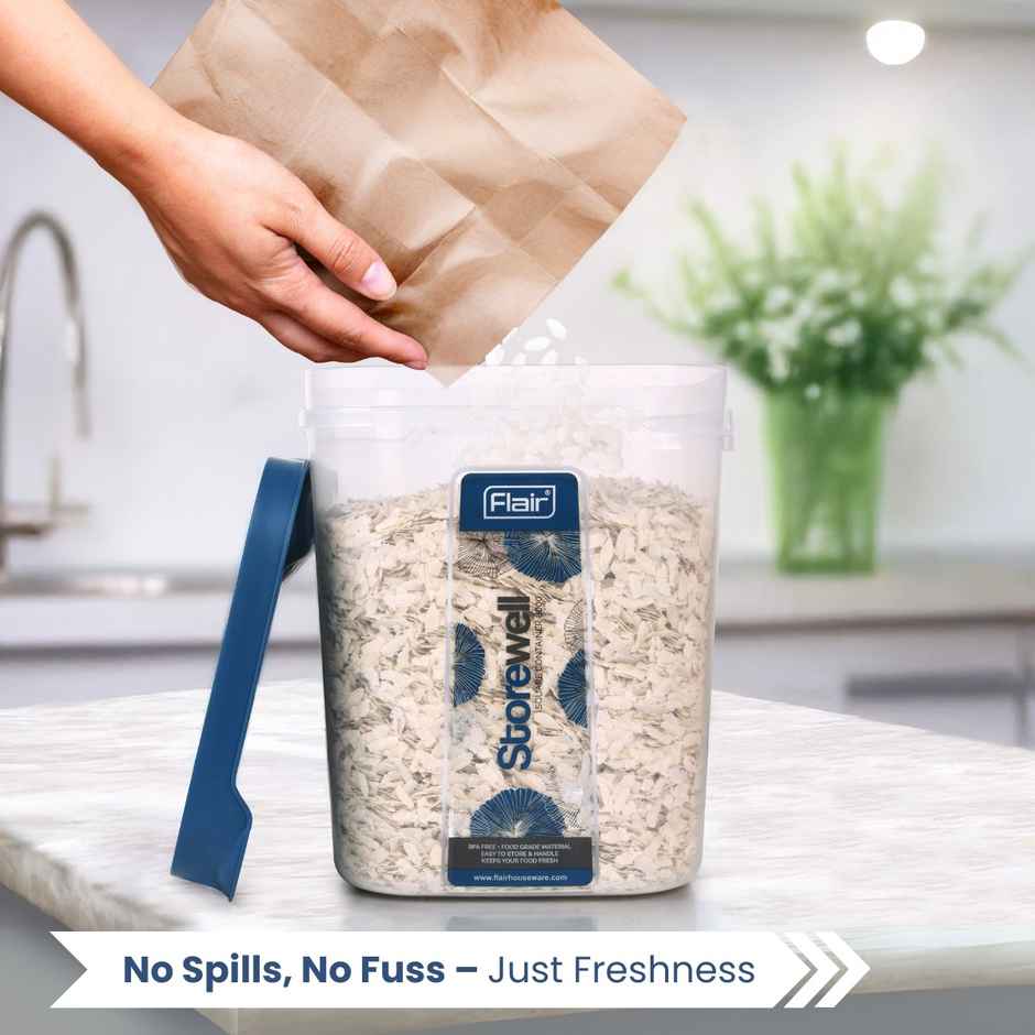 Flair Plastic Storewell Food Storage Containers 8000 ml (Blue), Food Grade, Bpa Free, Spices Grains