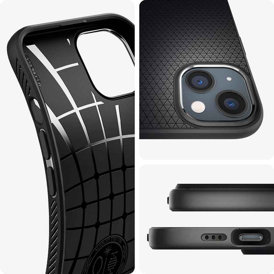 Spigen Liquid Air Back Cover Case Compatible with iPhone 13 (TPU | Matte Black)