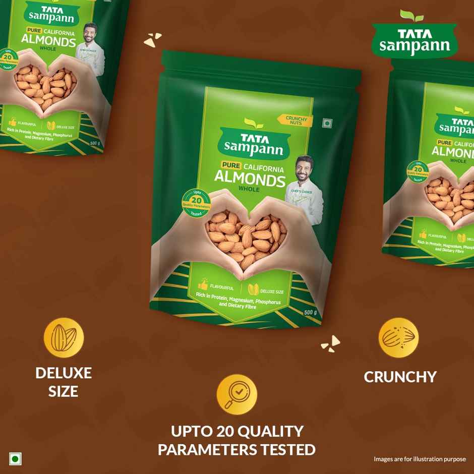 Tata Sampann Totally Pure California Almonds/Badam Giri | Whole Premium Quality