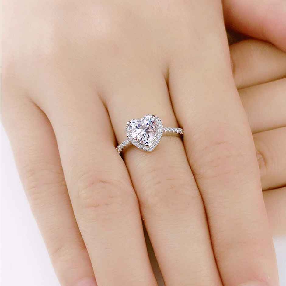 Fashion Frill Women's Heart Rings Silver Onesize