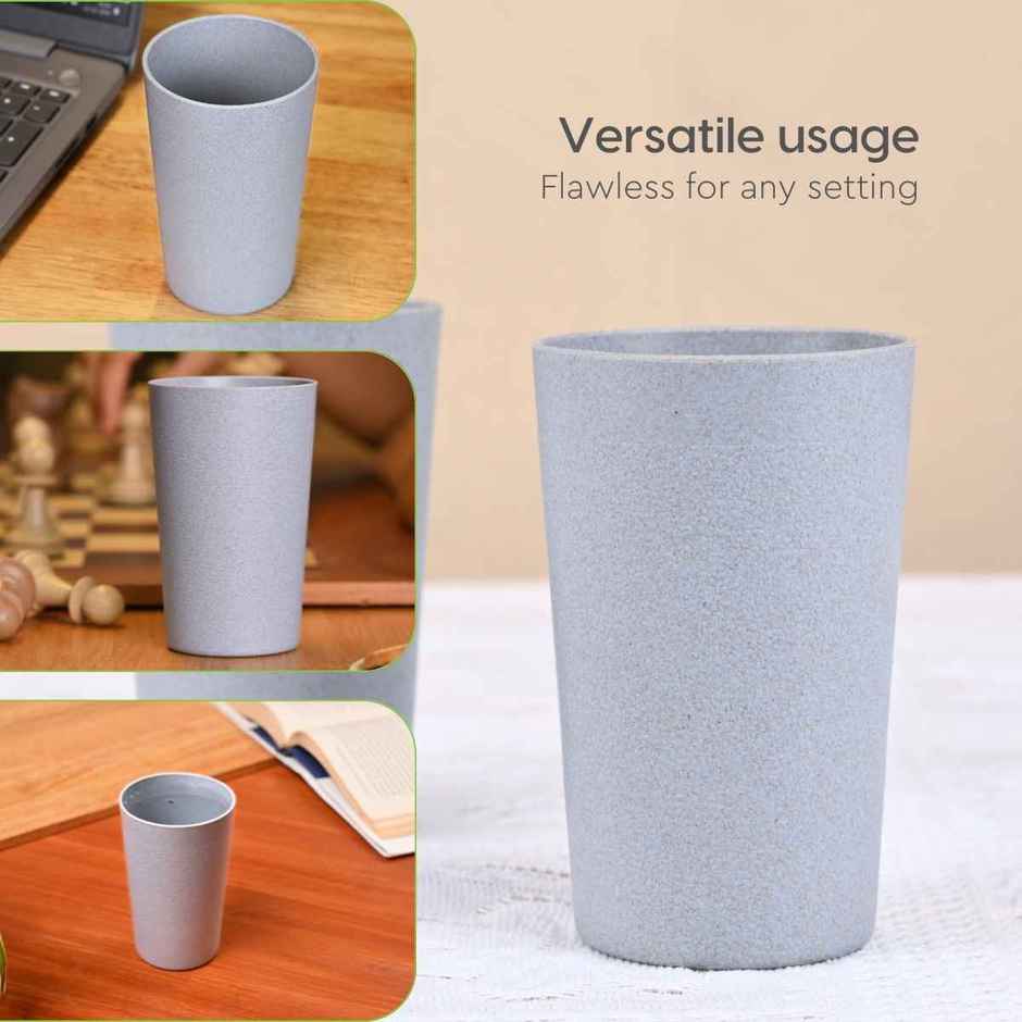 Eha Earth Friendly Unbreakable Drinking Glass | 250 ml, 4 pcs, Multi-light | Rice Husk Biocomposite