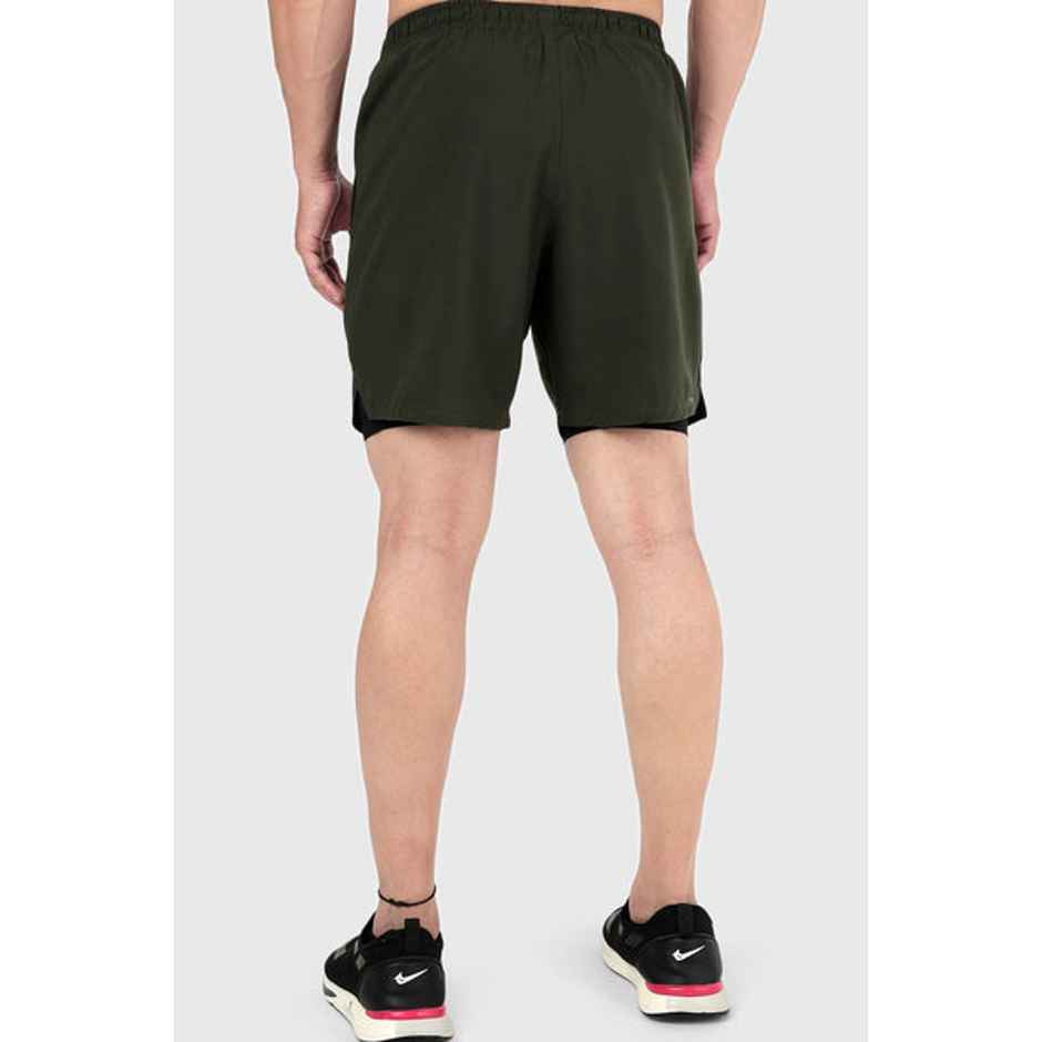 Fuaark Men's 2 in 1 Compression Shorts | Olive - L