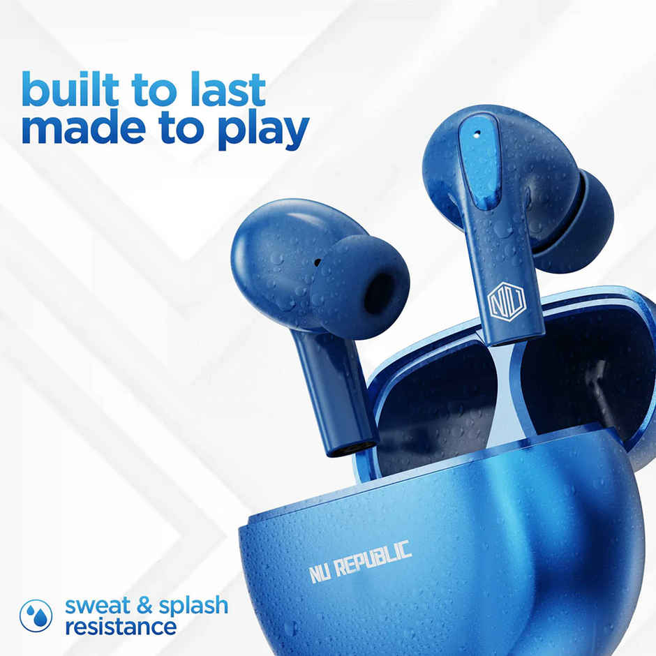 Nu Republic Epic X3 in Ear TWS Earbuds with Upto 48 hrs Playtime, X-Bass Technology, ENC Mic,Type-C Fast Charging - Blue