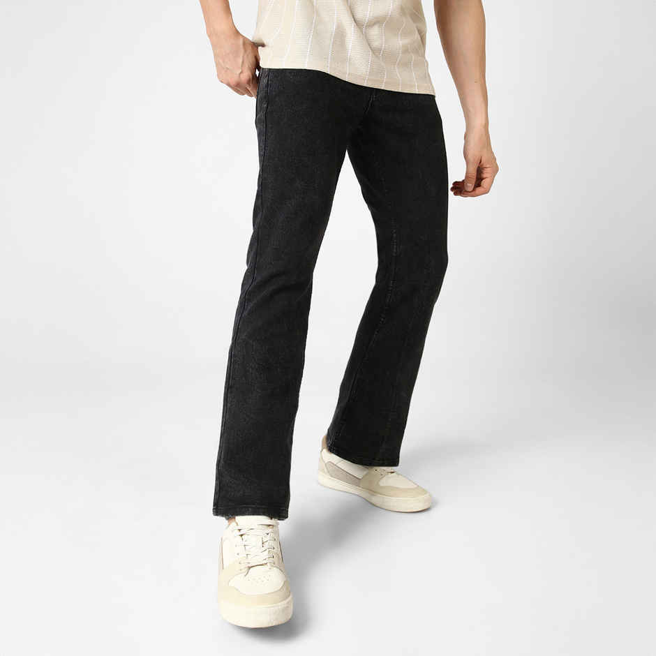 Urbano Fashion Men's Bootcut Jeans Washed Stretchable | Black | 30