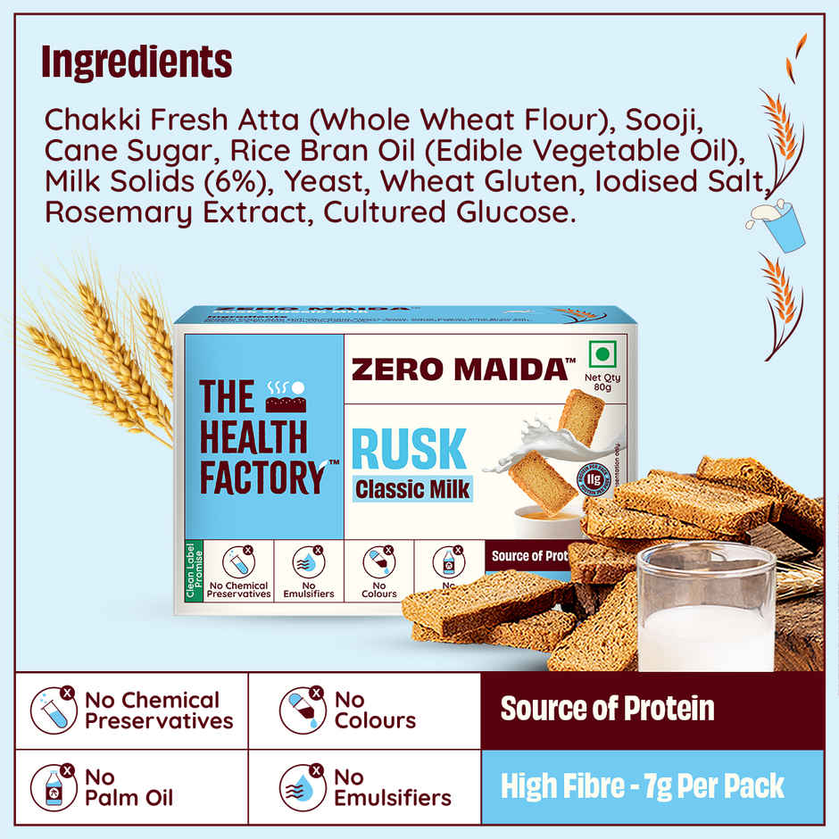 The Health Factory Zero Maida Rusk - Classic Milk Rusk