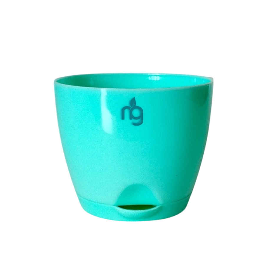 Nurturing Green - Self Watering Pot | Set of 1 | Sea Green | Size: 8cm x 6.5cm | Plastic Flower Pot