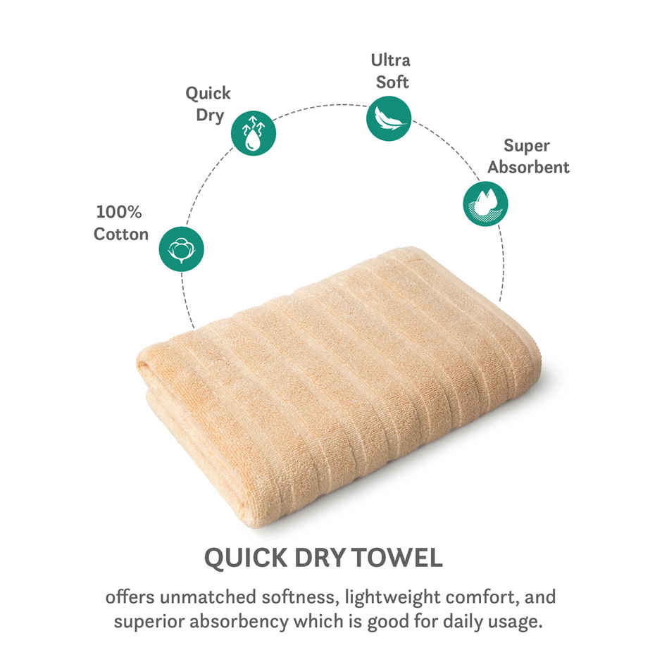 Mytrident Quick Dry Cotton Bath Towel | 28 x 56 in | Beige