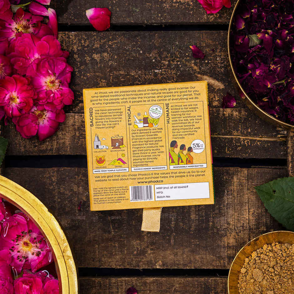 Phool Indian Rose Dhoop Cones 100% Natural Certified