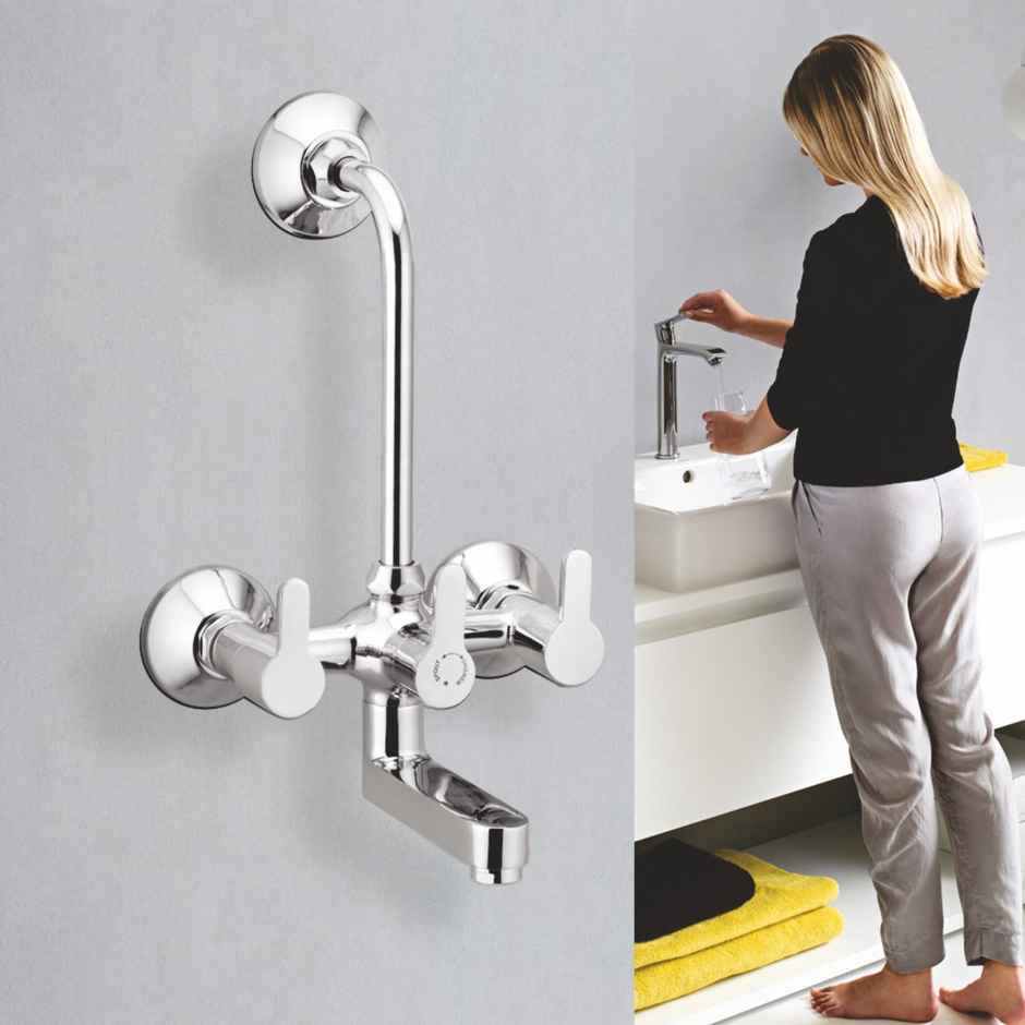 Kamal Wall Mixer - Admire | With L-Bend |Hot And Cold Shower Mixer| Sturdy Brass Build