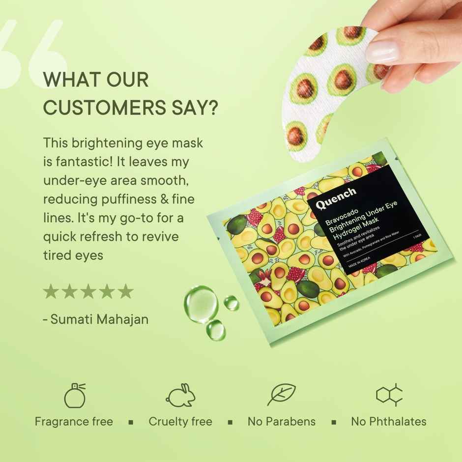 Quench Brightening Korean Under Eye Patch Soothing Eye Mask with Avocado & Vitamin E