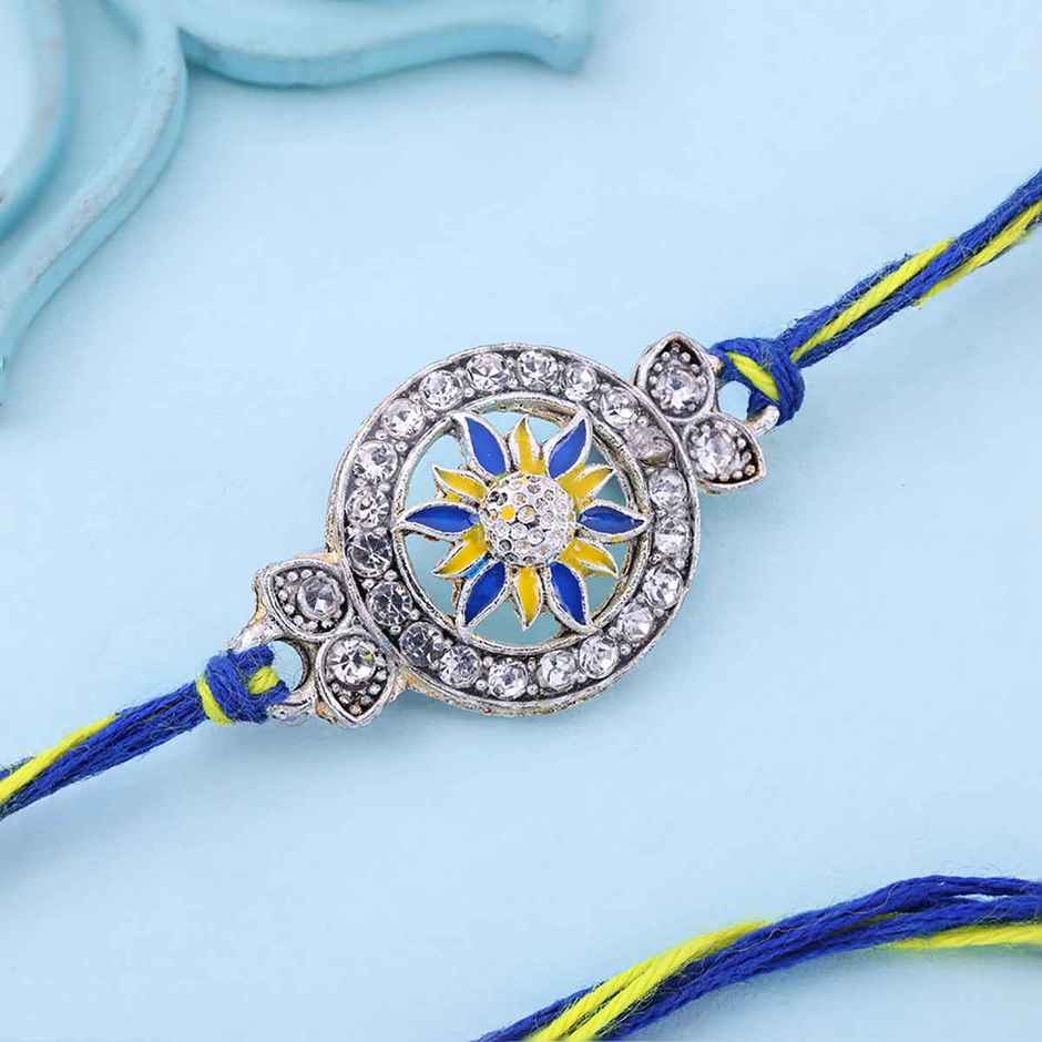 Majestic Blue Floral Bhaiya Rakhi | Pack of 1 | Floweraura