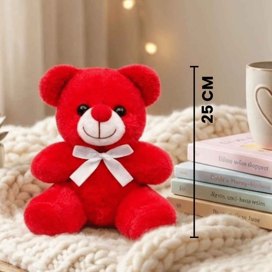 Toytales Teddy Bear Soft Toy | Birthday Gift | Plushie | Cuddle| Red - 25 cm