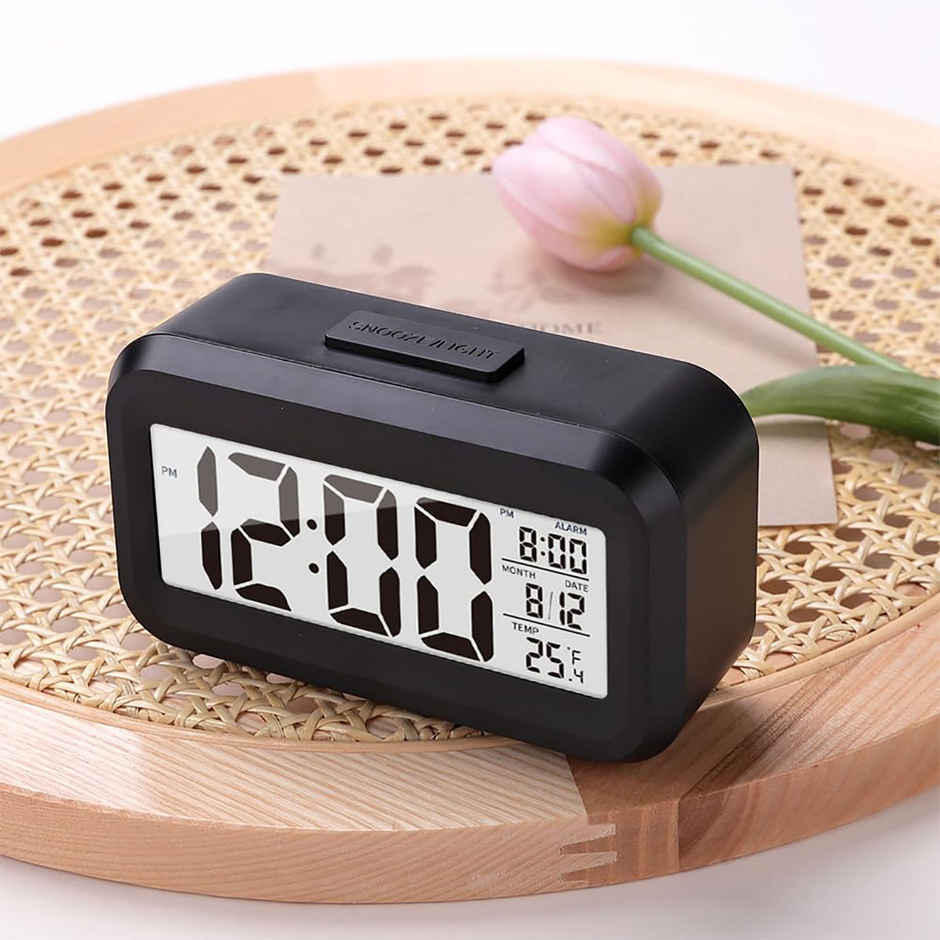 Kuber Industries ABS Battery Oprated Loud Digital Alarm Clock for Desk | Table Clock (Black)